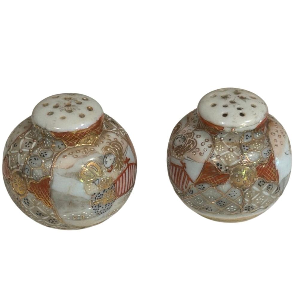 Vintage Japanese Satsuma earthenware salt and pepper shakers